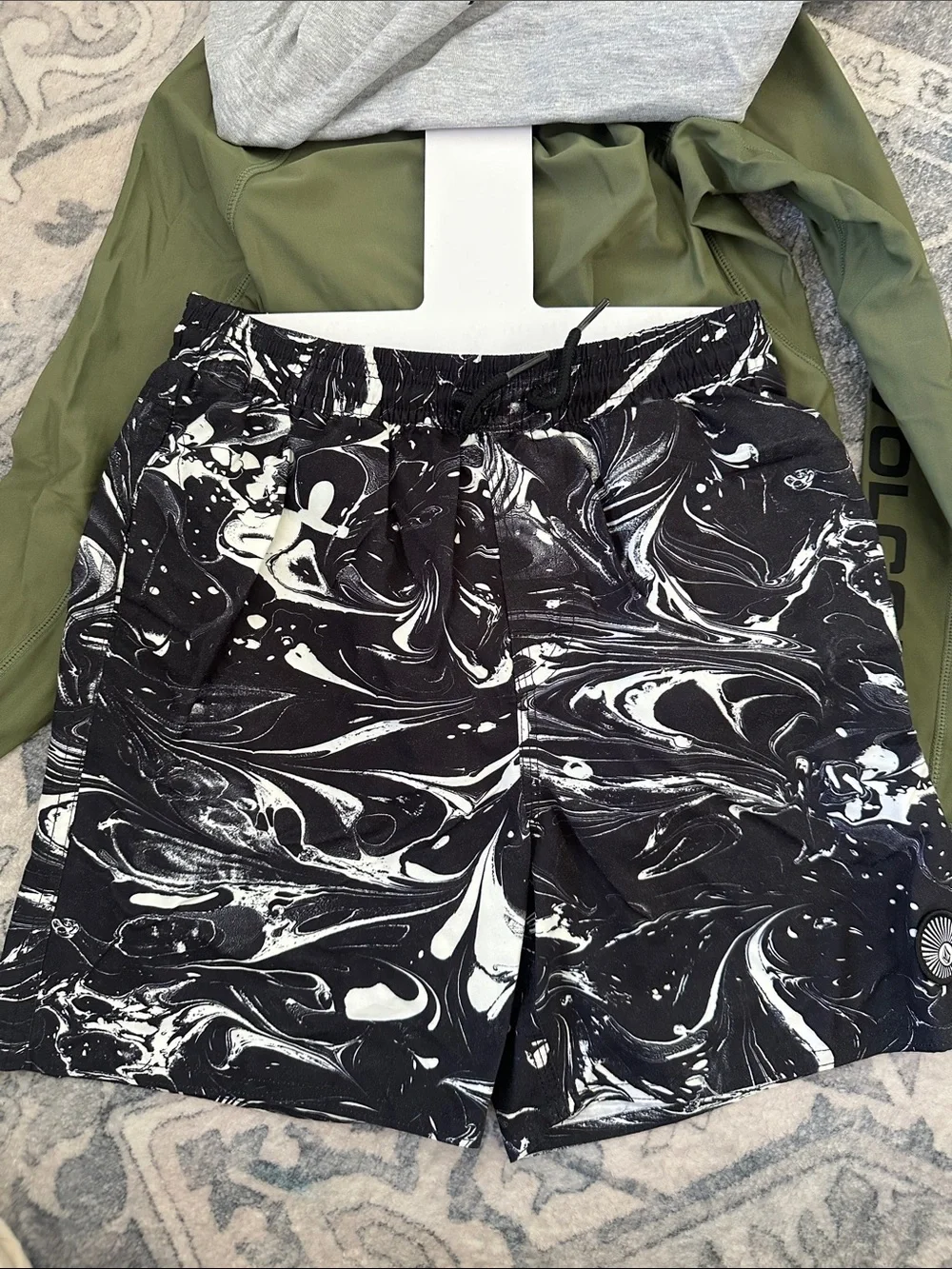 NWT Volcom Olive Green Youth 3-piece Set Long Sleeve Rash Guard Size S 7/8